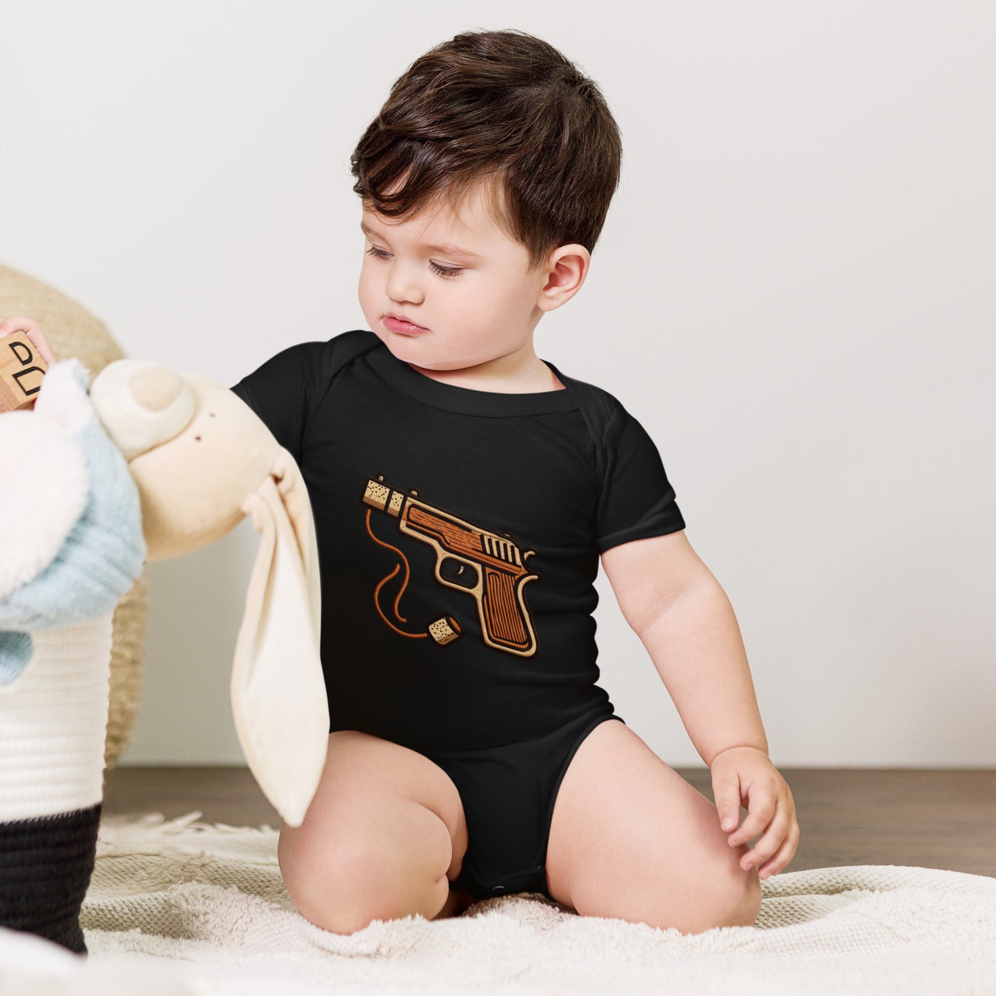 Pop Gun Black Baby short sleeve one piece